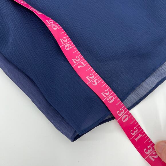 David’s Bridal Marine Navy Blue Dress 10 Strapless Crepe Chiffon Ruched Cascade - Picture 12 of 12